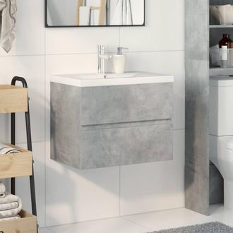 Berkfield Home Durable 2 Piece Bathroom Furniture Set Concrete Grey Engineered Wood