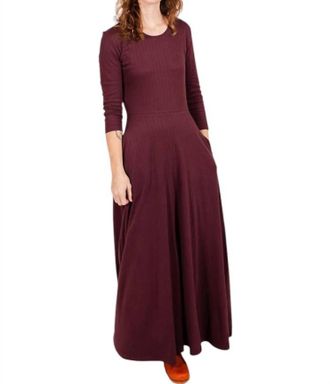 Mata Traders Mumbai Maxi Dress In Eggplant Rib Knit