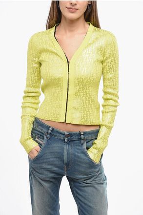 Diesel Ribbed M-GRIA Cardigan with Metallic Finish and Hook-and-Eye size Xxs