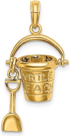 Diamond2Deal 14k Yellow Gold 3D MYRTLE BEACH Bucket Shovel Charm
