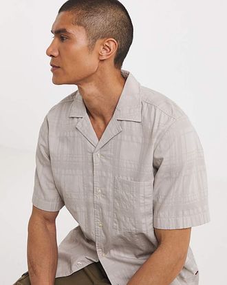 HUGO BOSS Textured Resort Shirt - Beige