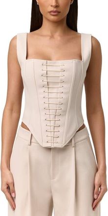 Naked Wardrobe Suiting Corset Top in Melange Beige at Nordstrom, Size X-Large