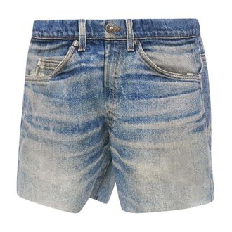 SATISFY Denim Shorts, male, Blue, Size: M Peace Shell Shorts
