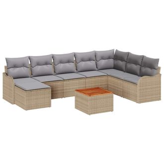 vidaXL Vidaxl - Set Divano Da Giardino 9 Pcs Beige, Grigio Chiaro