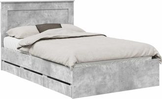 vidaXL Estructura De Cama Gris Concreto 135 X 190 Cm Madera Ingenieril Vidaxl