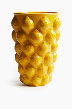H&M Grosse Vase aus Steingut - Yellow