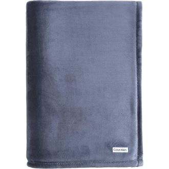 Calvin Klein Core Plush Blanket in Slate B Lue at Nordstrom, Size Queen