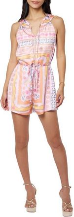 Ciebon Stace Nautical Print Romper in Pink Multi at Nordstrom, Size Medium
