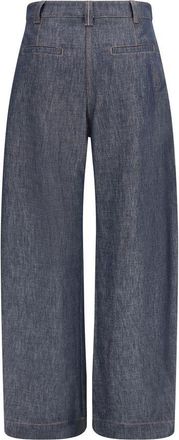 Brunello Cucinelli High-Waisted Pleated Denim Trousers - Blue