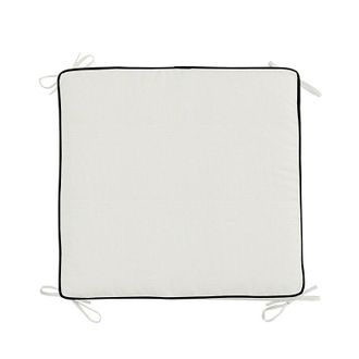 Ballard Designs Replacement Ottoman Cushion with Zipper - 24x23 - Box Edge, Canvas White/Black - Ballard Designs