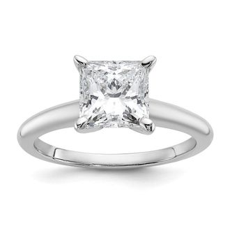 Diamond2Deal 14k White Gold 2 Ct Certified Princess Lab Grown Diamond Solitare Engagement Ring