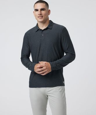 Vuori Clothing Long Sleeve Strato Tech Polo | Dusty Blue Heather | Medium