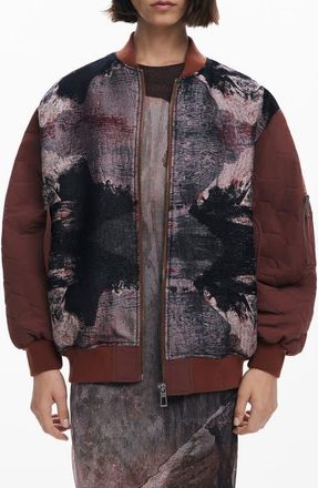Desigual Onion Quilted Puffer Bomber Jacket in Dark Brown at Nordstrom, Size Medium