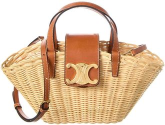 Celine Celine Teen Couffin Wicker & Leather Tote