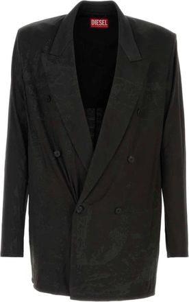 Diesel Jassen, Heren, Zwart, L, Zwarte Stretch Acetaat J-Pekka Blazer in Zwart