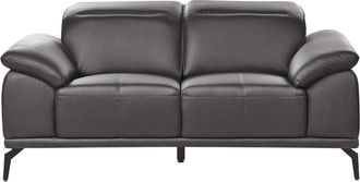 Beliani 2-Seater Sofa Black Faux Leather Push-Back Manually Adjustable Headrest Metal Legs Modern Living Room VEJEN