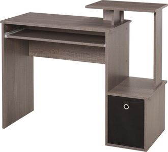 HOMCOM Computer Desk with Sliding Keyboard Tray Storage Drawer Shelf Home Office Workstation Grey | TJ Hughes
