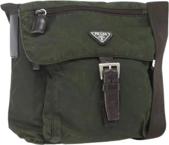 Prada Pre-owned Cross Body Bags, female, Green, Size: ONE SIZE Pre-owned Nylon Cross Body Bag