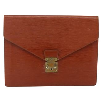 Louis Vuitton Porte-Documents Senateur Epi Leather Brown Leather Handbag (Pre-Owned)