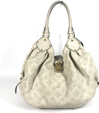 Louis Vuitton Opal White Mahina Leather Monogram Leather Shoulder Bag Tote Bag (Pre-Owned)