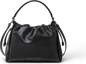 Brunello Cucinelli Small Soft Leather Mellow Bucket bag in Black at Nordstrom