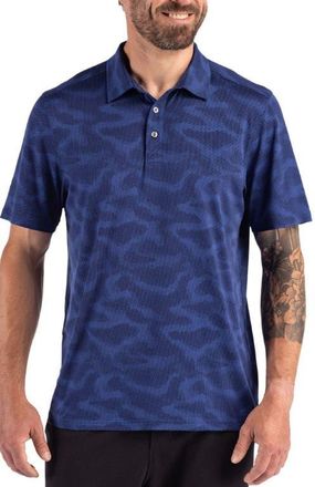 Cutter & Buck Epic Comfort Camo Regular Fit Polo in Tour Blue at Nordstrom, Size Medium R