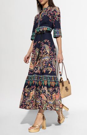 Etro Patterned Dress, Womens, Navy Blue