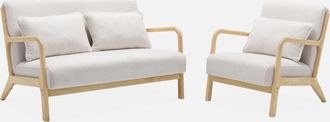 Sweeek Banco De 2 Plazas + Sill&oacute;n De Madera Con Borreguito