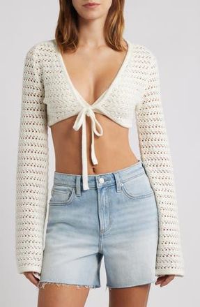 PacSun Laguna Crop Crochet Cardigan in Sand at Nordstrom Rack, Size Xx-Small