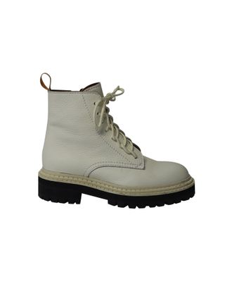 Proenza Schouler Pre-owned Womens Lug Sole Combat Boots in White Calfskin Leather - Size EU 36