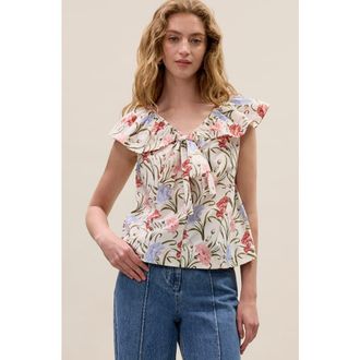 Rebecca Taylor Acosanti Floral Top in Ivory Multi at Nordstrom, Size X-Small