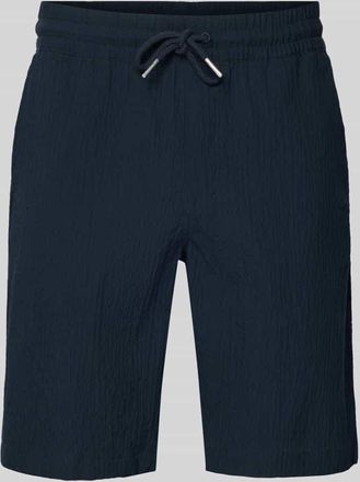 Lindbergh Lindbergh Shorts mit elastischem Bund und Strukturmuster in Marine, Gr&ouml;&szlig;e XXL