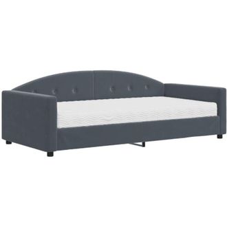 vidaXL Sof&aacute; Cama Con Colch&oacute;n Terciopelo Gris Oscuro 100x200 Cm Vidaxl