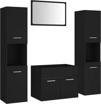 vidaXL Juego de muebles de baño madera de ingeniería negro Vidaxl