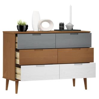 Berkfield Home Beautiful Drawer Cabinet MOLDE Brown 113x40x80 cm Solid Wood Pine | Size: 113 x 40 x 80 cm