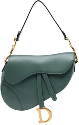 Dior Pre-owned Saddle Bag - Dames - Vintage Schoudertas - Groen - ONE Size - Leer - Vintage