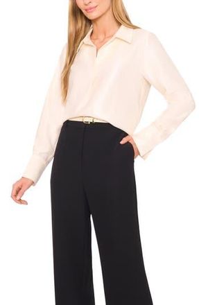 Halogen Collared Crepe Popover Top in Birch at Nordstrom Rack, Size Large