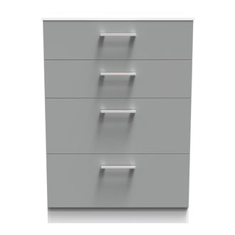 Welcome Furniture Denver Ready Assembled Chest Of Drawers with 4 Drawers - Grey & White - Welcome Furniture | TJ Hughes