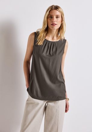 Street One Blusentop STREET ONE, Damen, Gr. 34, braun (nomad braun), Web, Obermaterial: 100% Viskose, unifarben, bequem h&uuml;ftbedeckend, Rundhals, Blusen Blusentop