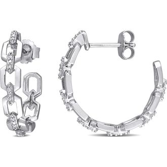 Delmar Diamond Open Work Hoop Earrings - 0.14ct. in Silver at Nordstrom Rack