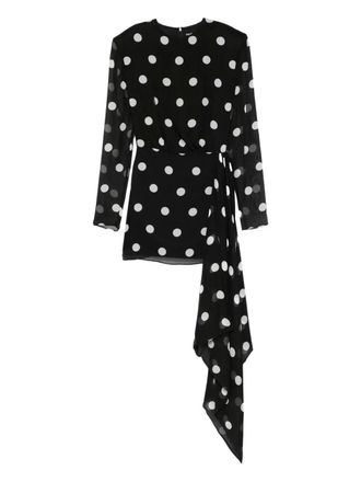 DAVID KOMA polka-dot tie-wrap mini dress - Black