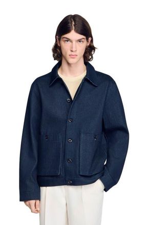 Sandro Denim worker jacket in Navy Blue at Nordstrom, Size Xx-Large