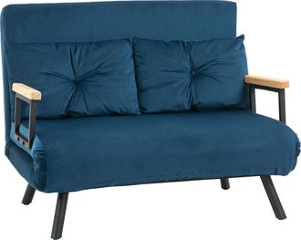 OEM Sof&aacute; Cama Convertible 4 En 1 Sill&oacute;n Cama 2 Plazas Plegable Respaldo Ajustable De 5 Niveles Almohadas 102x73x81 Cm Azul
