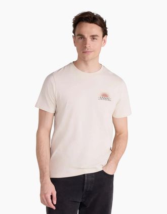 Mountain Warehouse Mens Mountain Warehouse Mens Sunrise Back Print T-Shirt - Cream - Size: 38