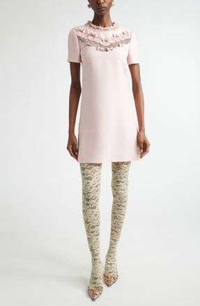 Valentino Crystal Bow Crepe Couture Minidress in Rose at Nordstrom, Size 10 Us