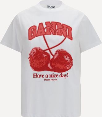Ganni T-shirt con ciliegie Woman M