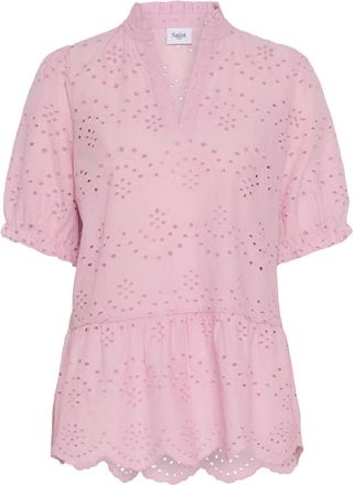 Saint Tropez Geleksa SZ Blouse - Dames - Blouses - Roze - M - Denim - Overhemden