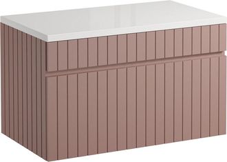 Vente-Unique Mueble suspendido de lavabo rosa con tabla - 80 cm - SATARA