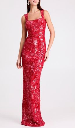 Helsi Iris Floral Sequin Gown in Strawberry at Nordstrom, Size X-Small