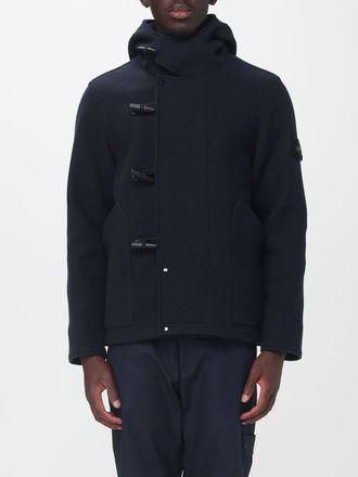 Stone Island Wool Duffle Coat with Hood and Compass Logo